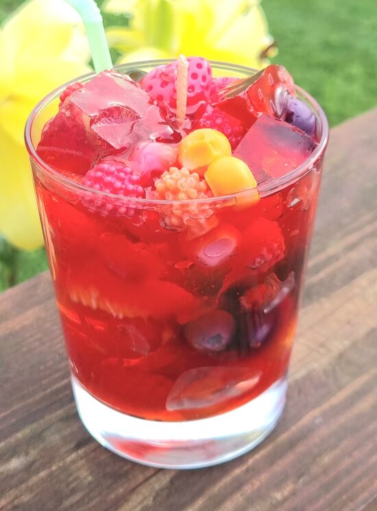 Želejas svece "AUGĻU KOKTEILIS"